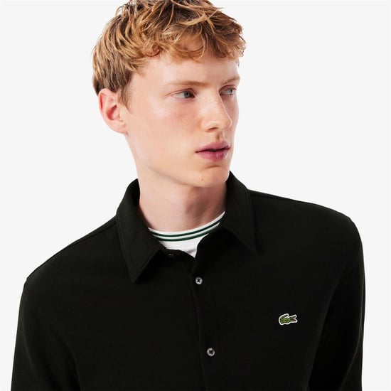 Men's Lacoste Plain Shrt L in Black - Image 5