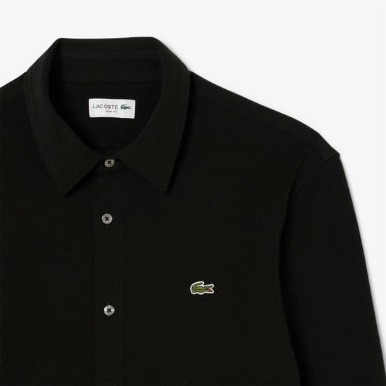 Men's Lacoste Plain Shrt L in Black - Image 6