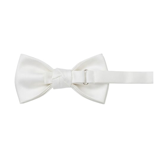 Off White Plain Satin Formal Bow Tie (White) - Image 2