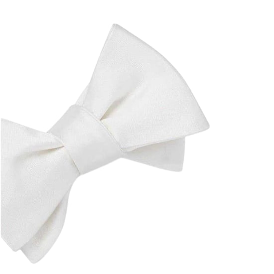 Off White Plain Satin Formal Bow Tie (White) - Image 3