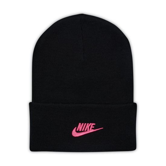 Accessories Nike Nsw Peak Wordmark Logo Adjustable Cuff Beanie in Black/Pinksicle - Image 1