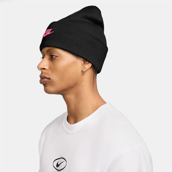 Accessories Nike Nsw Peak Wordmark Logo Adjustable Cuff Beanie in Black/Pinksicle - Image 2