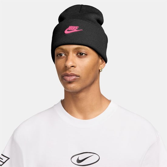 Accessories Nike Nsw Peak Wordmark Logo Adjustable Cuff Beanie in Black/Pinksicle - Image 4