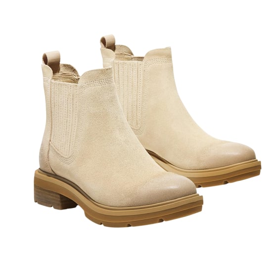 Timberland Dames Brimfield Suede Blokhak Chelsea Boots (Licht Beige) - Image 3