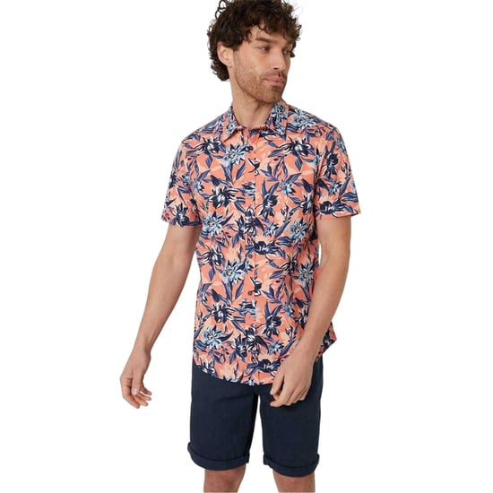 Threadbare Mens Latham Floral Regular Shirt (Peach) - Image 2