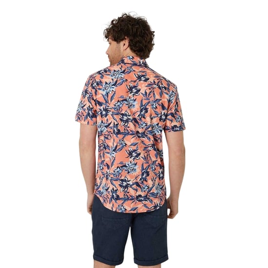 Threadbare Mens Latham Floral Regular Shirt (Peach) - Image 3