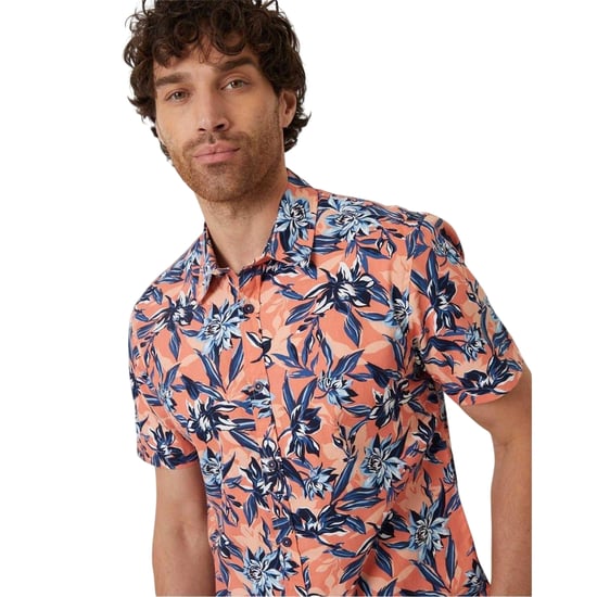 Threadbare Mens Latham Floral Regular Shirt (Peach) - Image 4