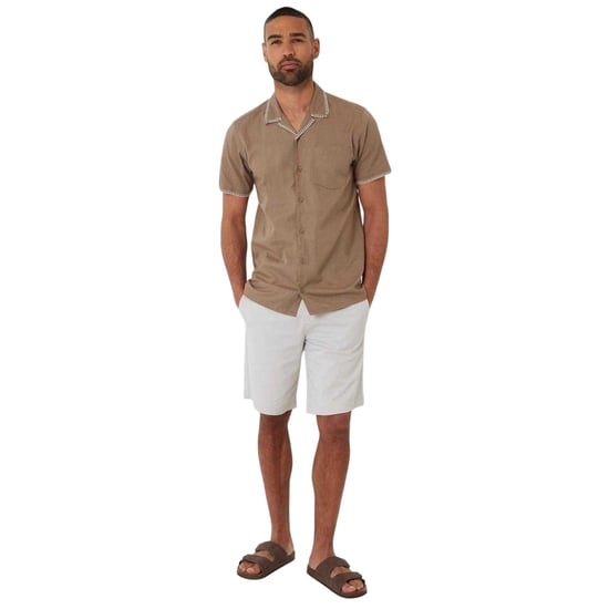 Threadbare Heren Burnley Korte Mouwen Shirt (Taupe) - Image 1