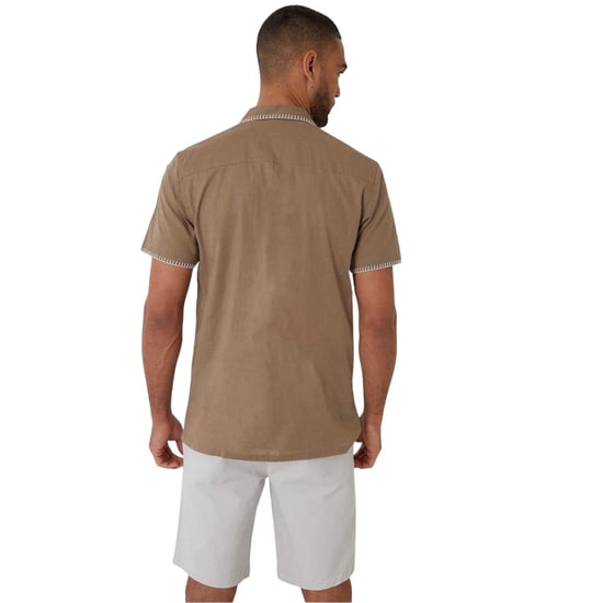 Threadbare Heren Burnley Korte Mouwen Shirt (Taupe) - Image 3