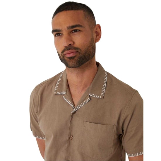 Threadbare Heren Burnley Korte Mouwen Shirt (Taupe) - Image 4