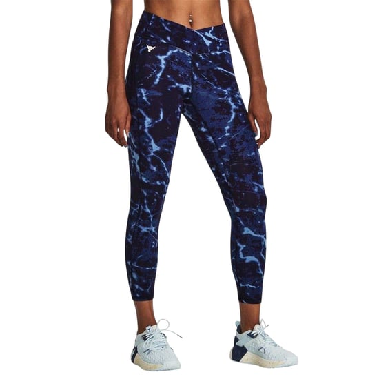 Under Armour Dames Project Rock Marble Compressie 7/8 Leggings (Blauw) - Image 4