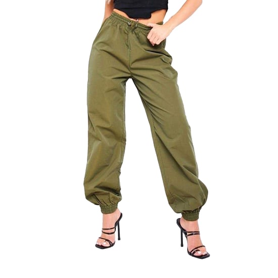 Missy Empire Cargo-byxor med snörning i midjan för damer (Khaki grönt) - Image 2