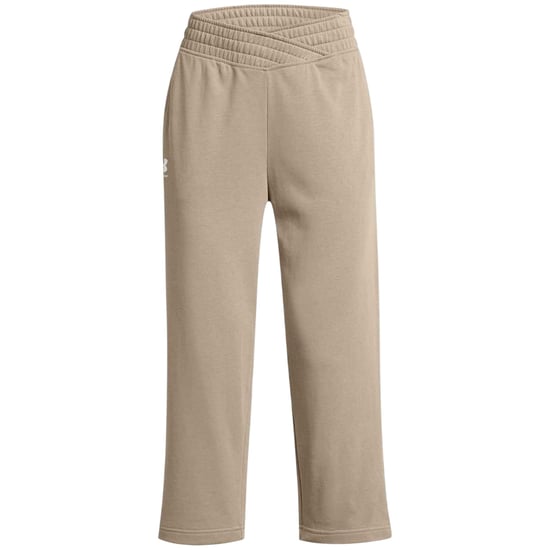 Under Armour Womens/Ladies Terry Towel Cropped Wide Leg Tracksuit Bottoms (Brown) - Image 1