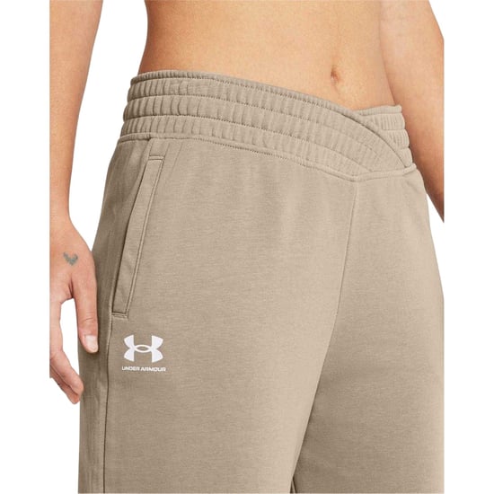 Under Armour Womens/Ladies Terry Towel Cropped Wide Leg Tracksuit Bottoms (Brown) - Image 3