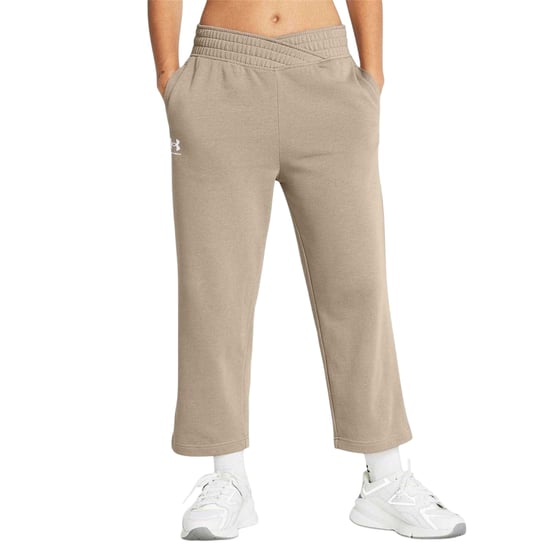 Under Armour Womens/Ladies Terry Towel Cropped Wide Leg Tracksuit Bottoms (Brown) - Image 4