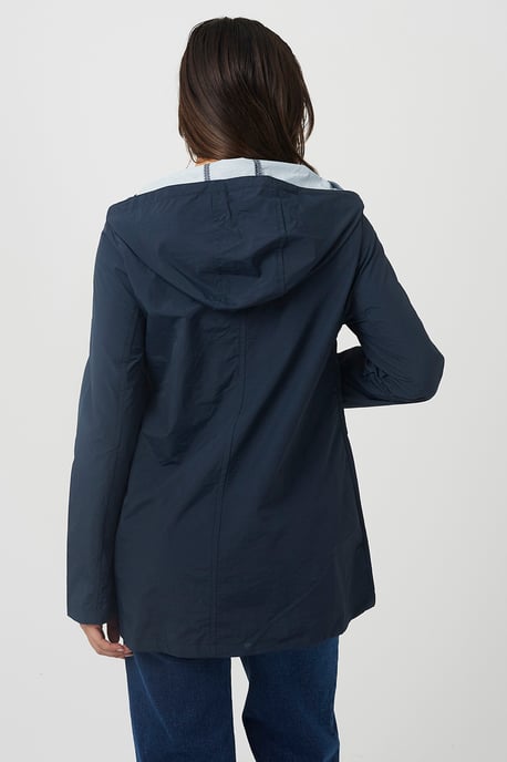 Navy Lightweight Coated Hooded Jacket - Image 2