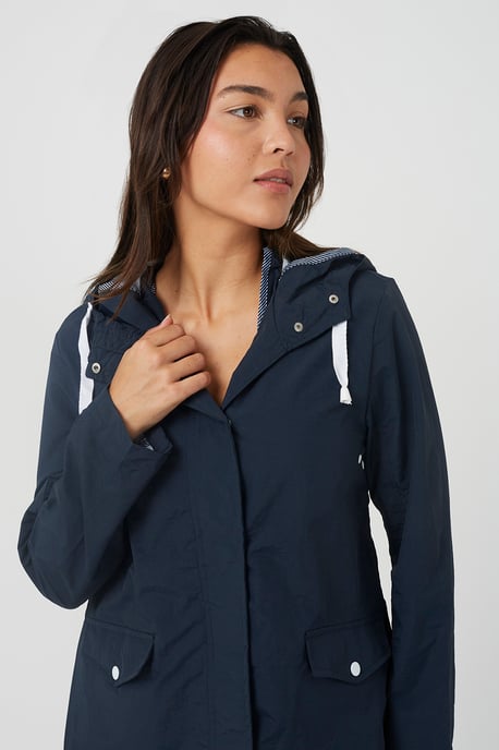 Navy Lightweight Coated Hooded Jacket - Image 3