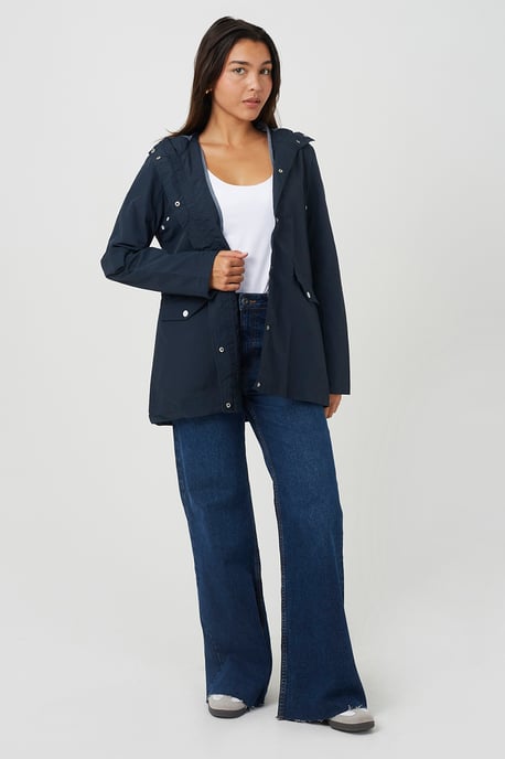 Navy Lightweight Coated Hooded Jacket - Image 4