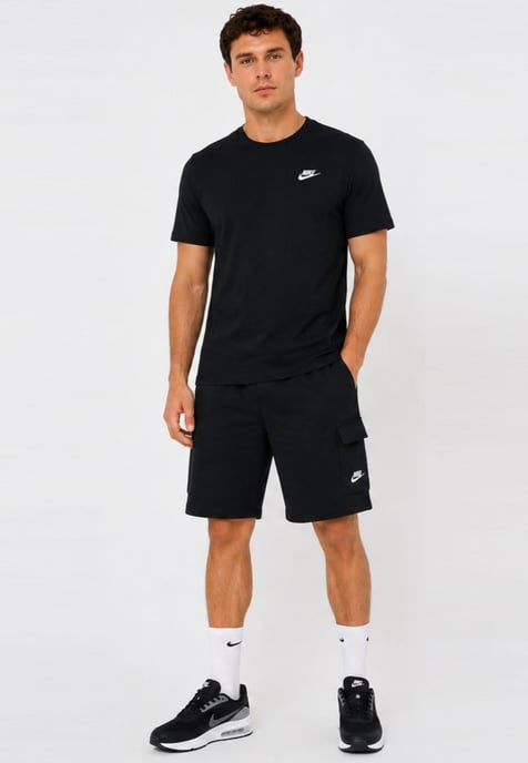 Nike Mens Tracksuit T Shirt Cargo Pocket Shorts in Black/Black - Image 1
