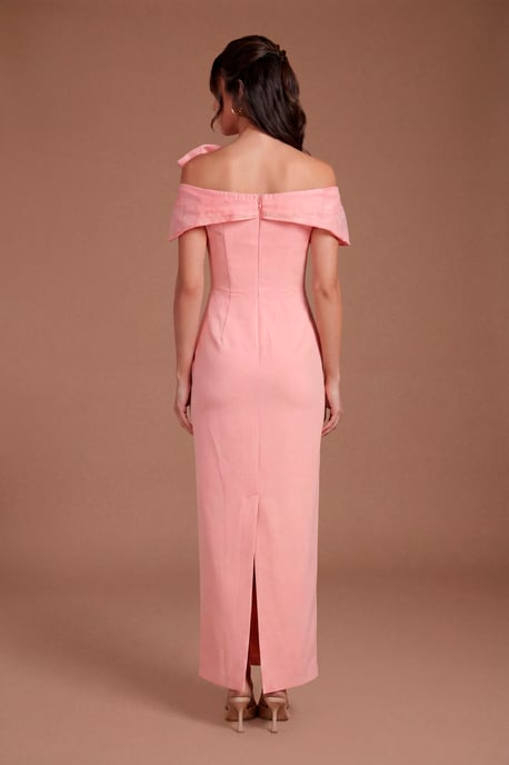 Off The Shoulder Bow Organza Midi Dress - Image 3