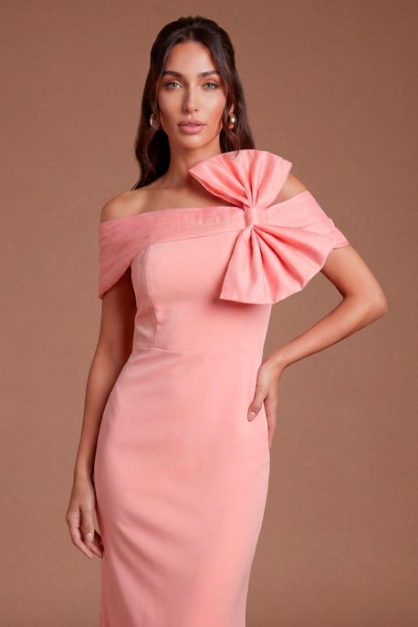 Off The Shoulder Bow Organza Midi Dress - Image 4