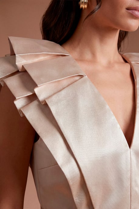 Frill Sleeve V Neck Midi Dress - Image 2