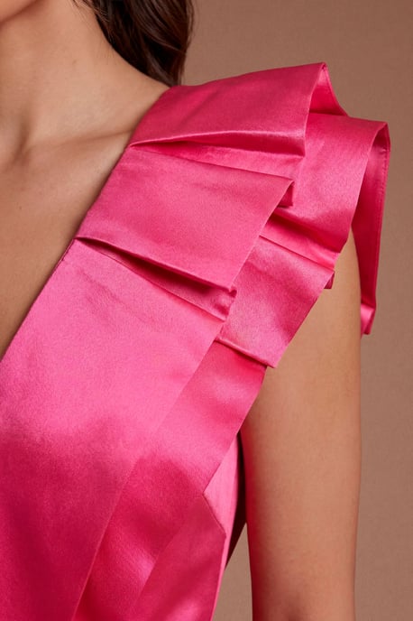 Frill Sleeve V Neck Midi Dress - Image 2