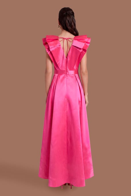 Frill Sleeve V Neck Midi Dress - Image 3