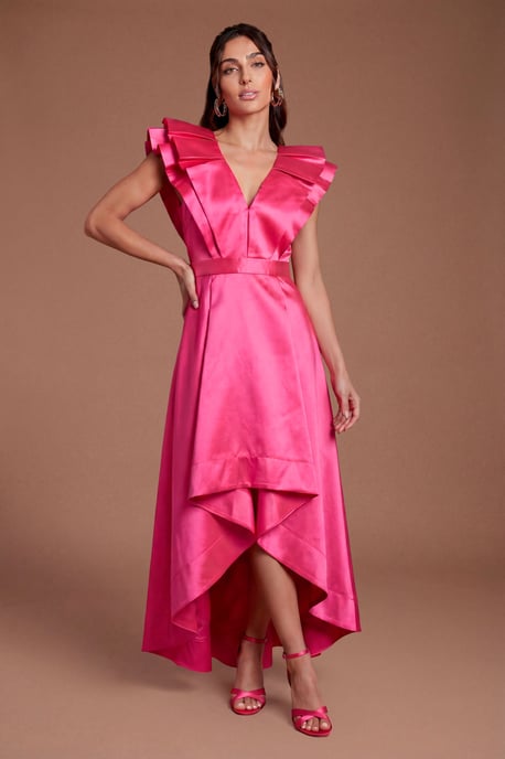 Frill Sleeve V Neck Midi Dress - Image 4