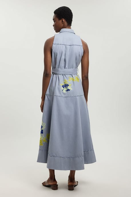 Floral Applique Belted Midi Dress - Image 3