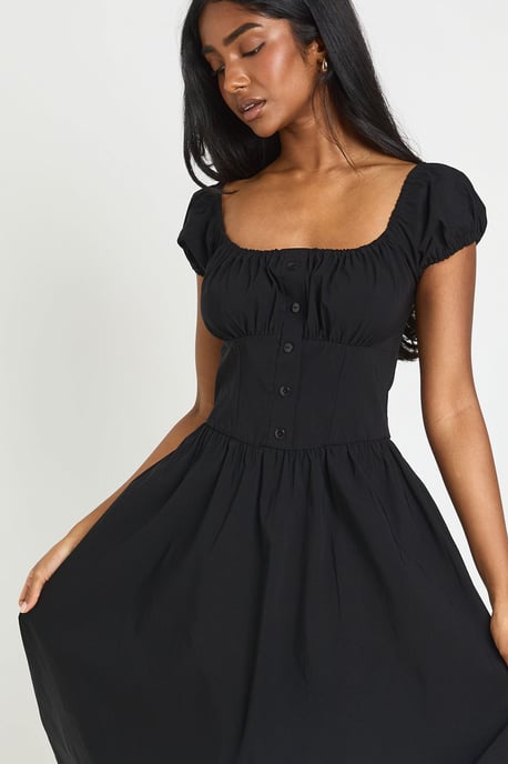 Volume Sleeve Milkmaid Midaxi Dress - Image 4