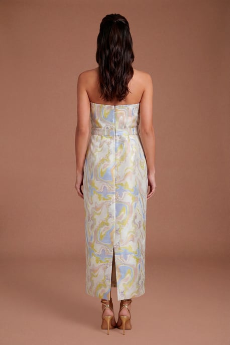 Jacquard Belted Bandeau Pencil Dress - Image 3