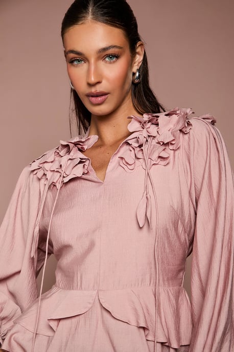 3D Floral Blouson Sleeve Blouse - Image 4