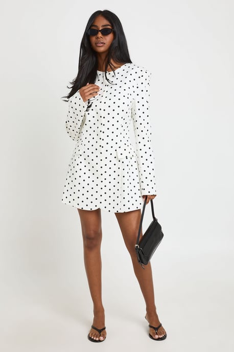 Polka Dot Tailored Blazer Dress - Image 3
