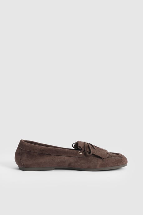 Laura Faux Suede Tassel Detail Boat Shoes - Image 2