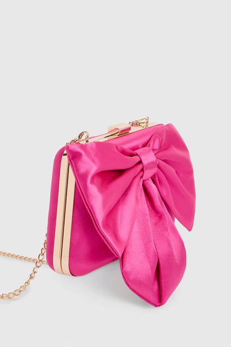 Azalea Satin  Bow Detail Clutch Bag - Image 3