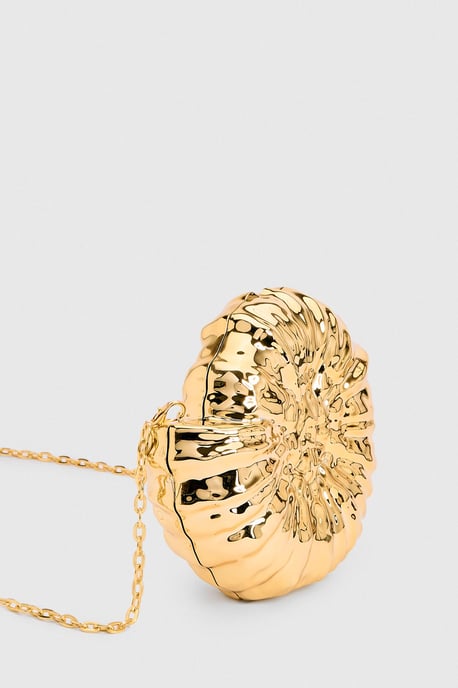 Gold Seashell Clutch Bag With Chain - Image 3