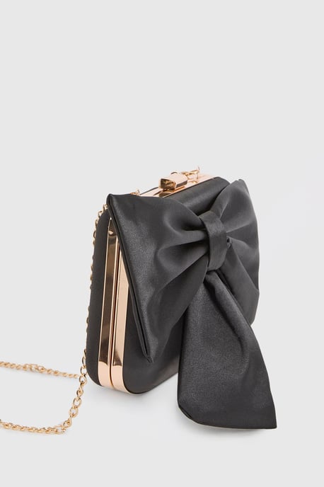 Azalea Satin  Bow Detail Clutch Bag - Image 3