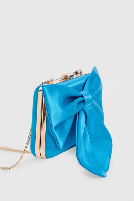 Azalea Satin  Bow Detail Clutch Bag - Image 3
