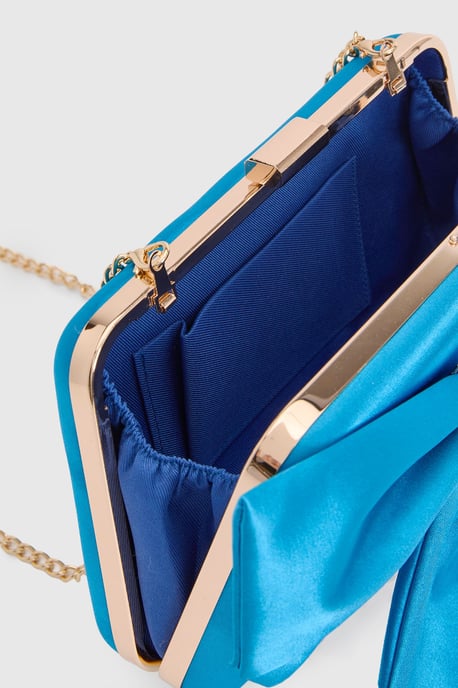Azalea Satin  Bow Detail Clutch Bag - Image 4
