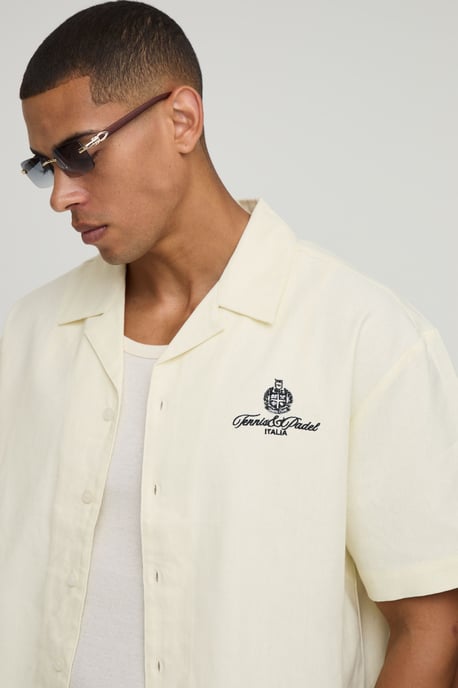 Oversized Boxy Tennis Embroidered Shirt & Short Set - Image 3