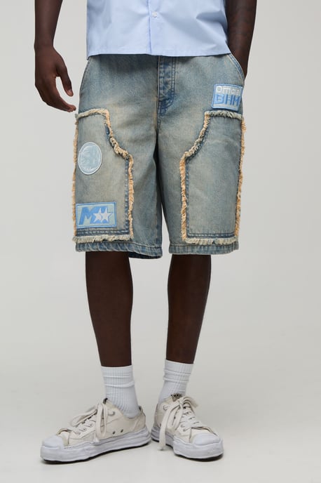 Regular Raw Edge Moto Carpenter Jorts - Image 1