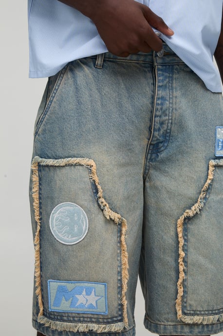 Regular Raw Edge Moto Carpenter Jorts - Image 3
