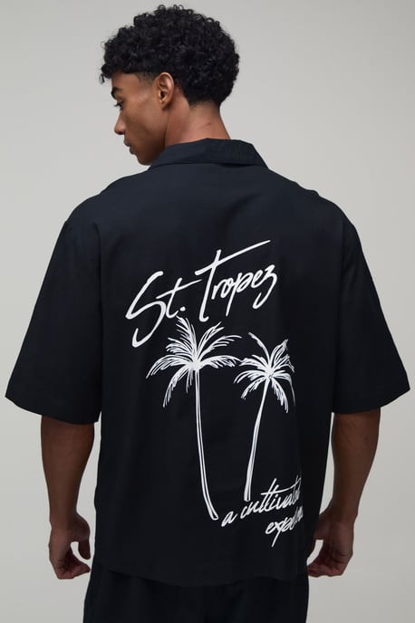 Oversized Half Sleeve Palm Print Shirt - Image 1