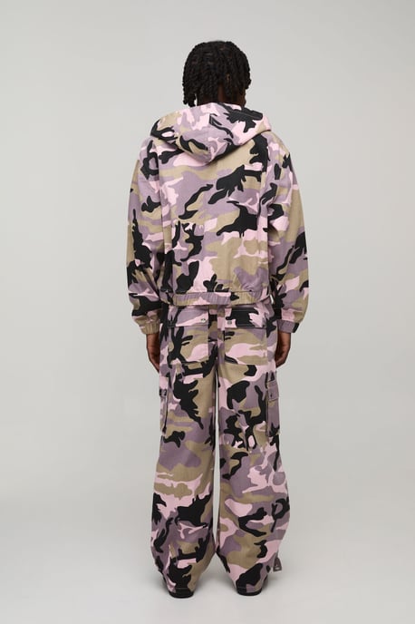 Oversized Crop Camo Twill Hooded Overshirt - Image 2
