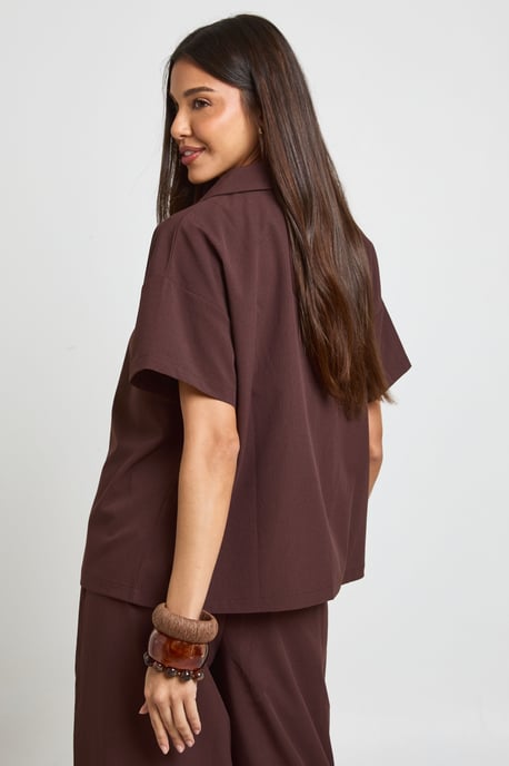 Essentials Oversized Textured Short Sleeve Beach Shirt - Image 2