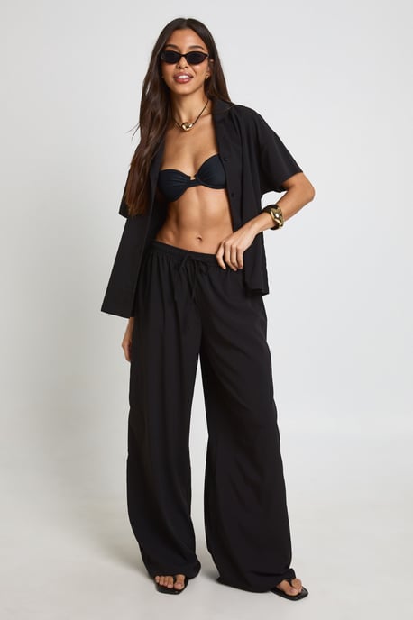 Essentials Oversized Textured Short Sleeve Beach Shirt - Image 3