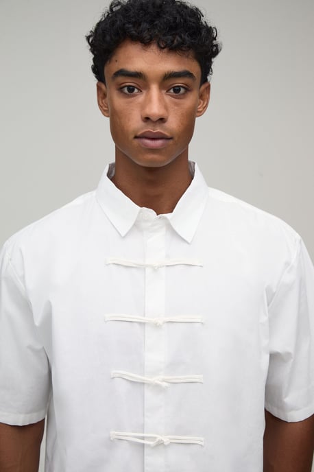Boxy Crop Half Sleeve Frog Fastening Shirt - Image 3