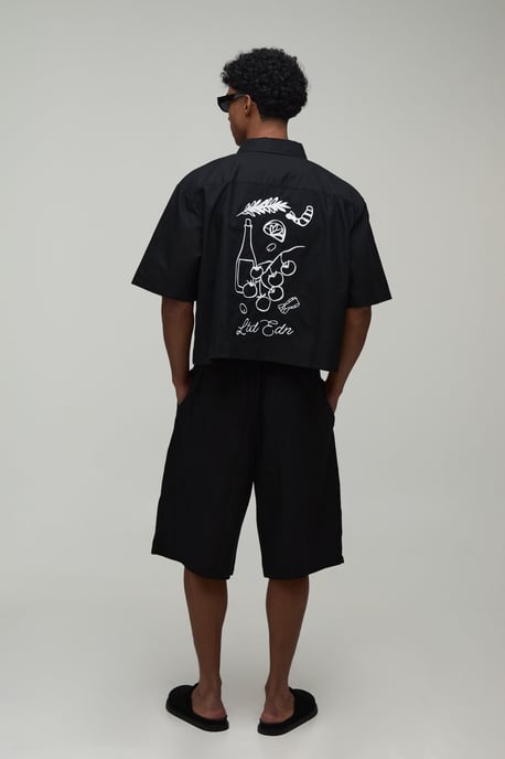Boxy Crop Back Embroidered Oxford Shirt - Image 2