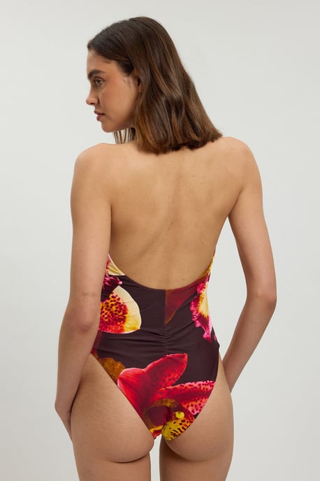 Orchid Print Plunge Swimsuit - Image 3